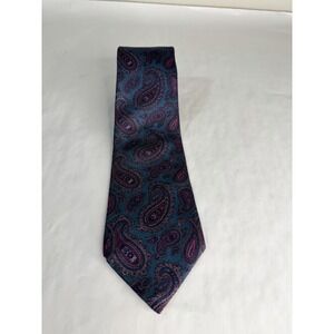 Ferrell Reed for Nordstrom Silk Paisley Tie Teal Purple Made in England